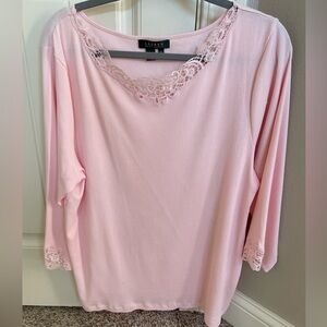 Lauren Ralph Lauren Pink Lace Detail Blouse